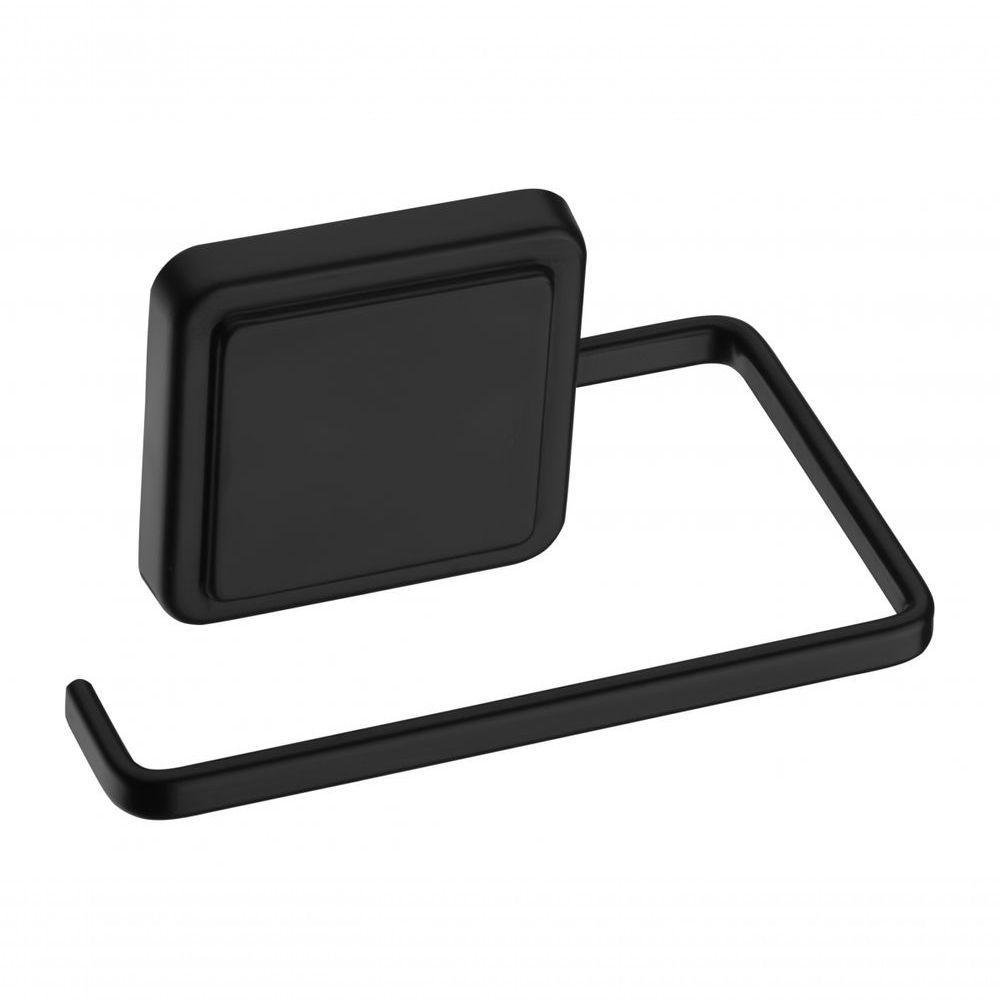 Papeleira Preto Fosco Fixação Por Adesivo Norbond Porta Papel Higienico Banheiro Future 182pt - 1