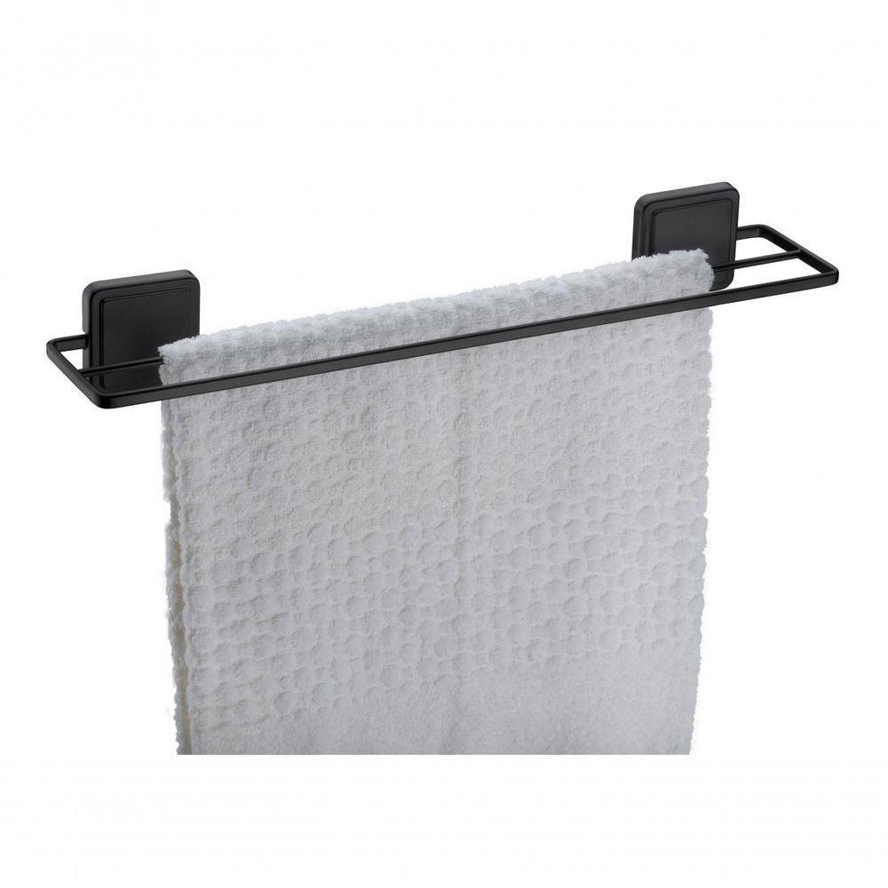 Toalheiro Duplo Preto Fosco Fixação Por Adesivo Norbond Porta Toalha Banho 45 Cm Future 184pt - 2