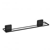 Toalheiro Duplo Preto Fosco Fixação Por Adesivo Norbond Porta Toalha Banho 45 Cm Future 184pt - 1