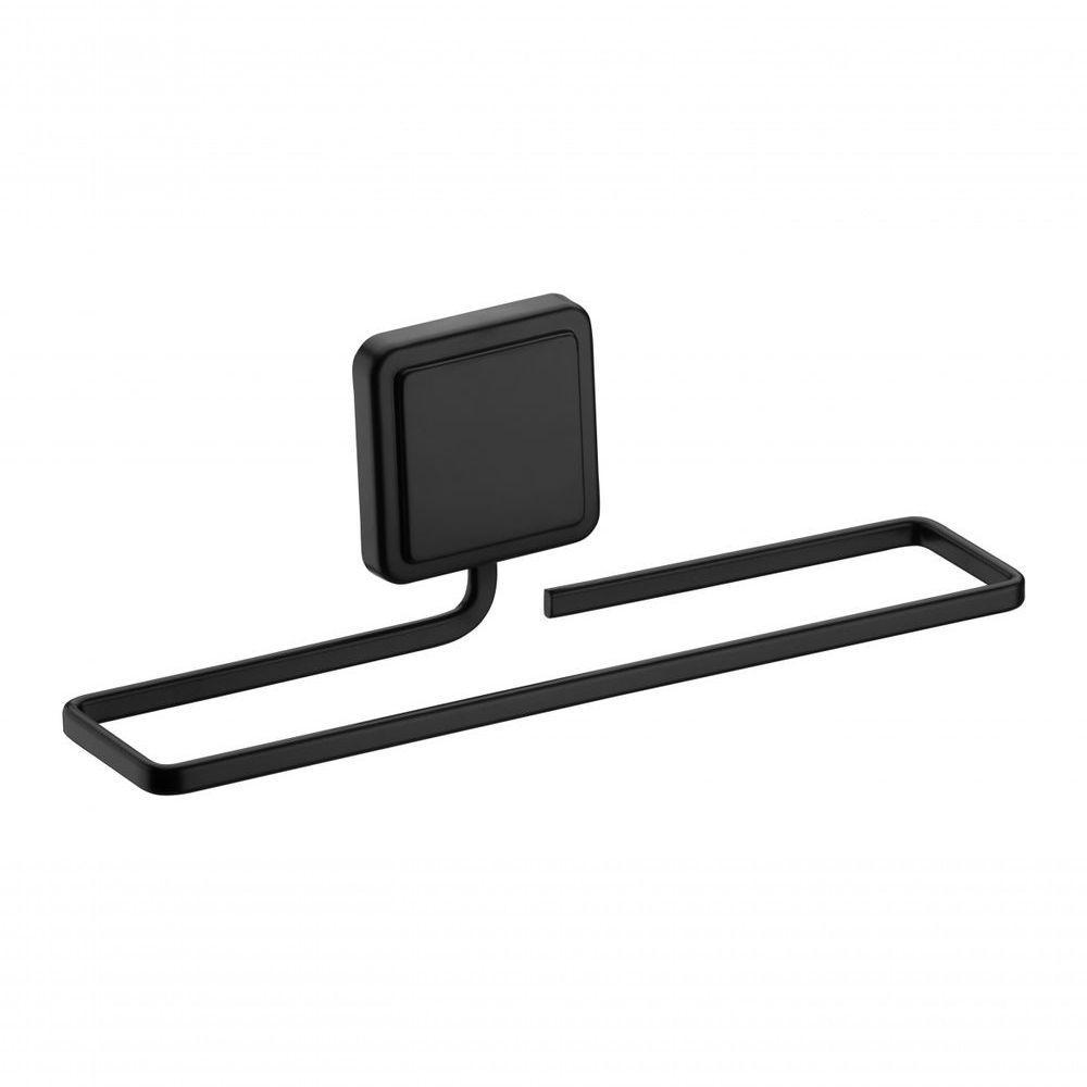 Toalheiro Lavabo Preto Fosco Fixação Por Adesivo Norbond Porta Toalha Rosto 25 Cm Future 183pt - 1