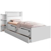 Cama Solteiro Com Baú Auxiliar E 2 Gavetas Sara Branco - 1