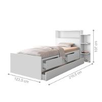 Cama Solteiro Com Baú Auxiliar E 2 Gavetas Sara Branco - 4