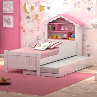 Bicama Infantil Solteiro Menina Casinha Branco Rosa - 2