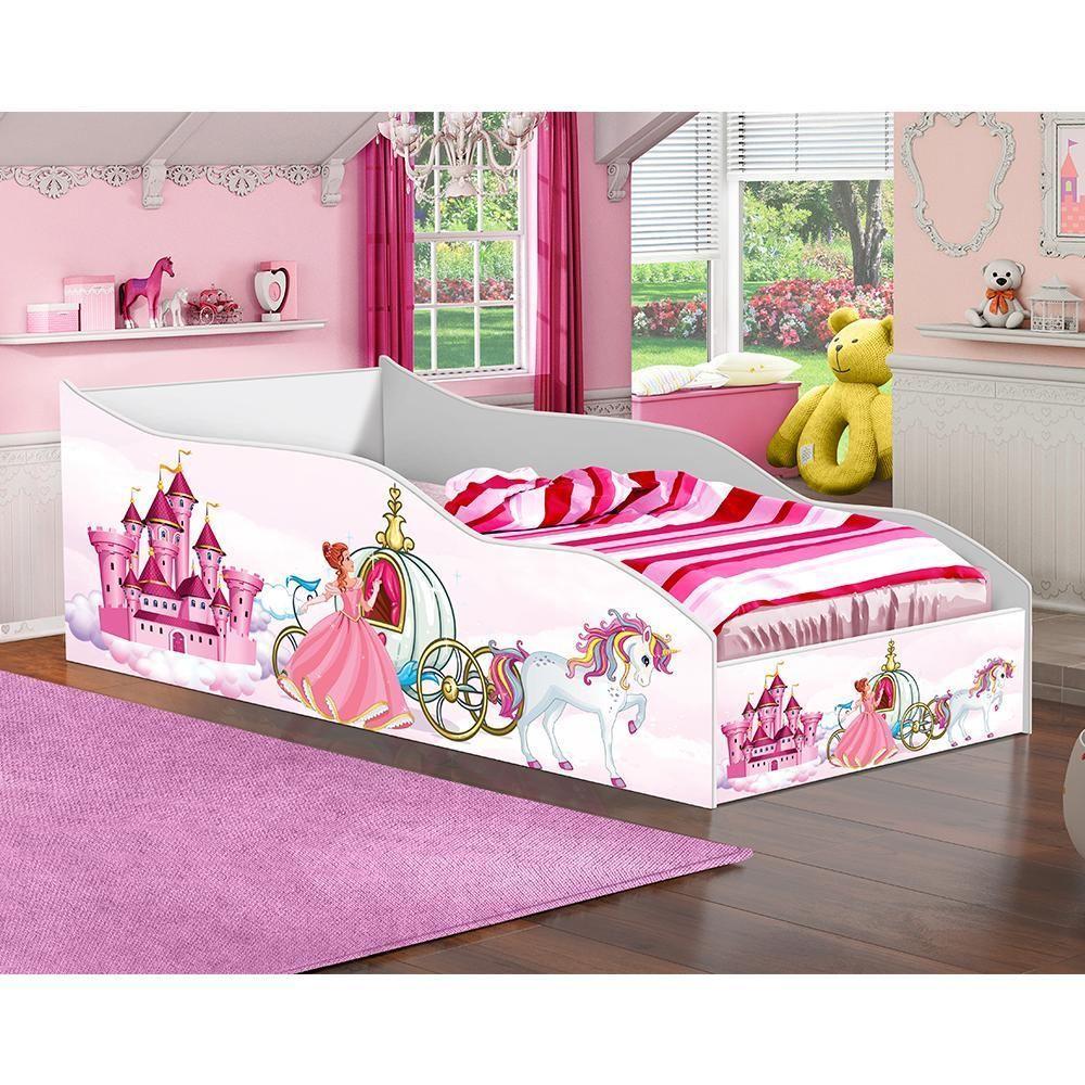 Cama Carro Menina Infantil Carruagem Unicórnio Com Colchão - 2