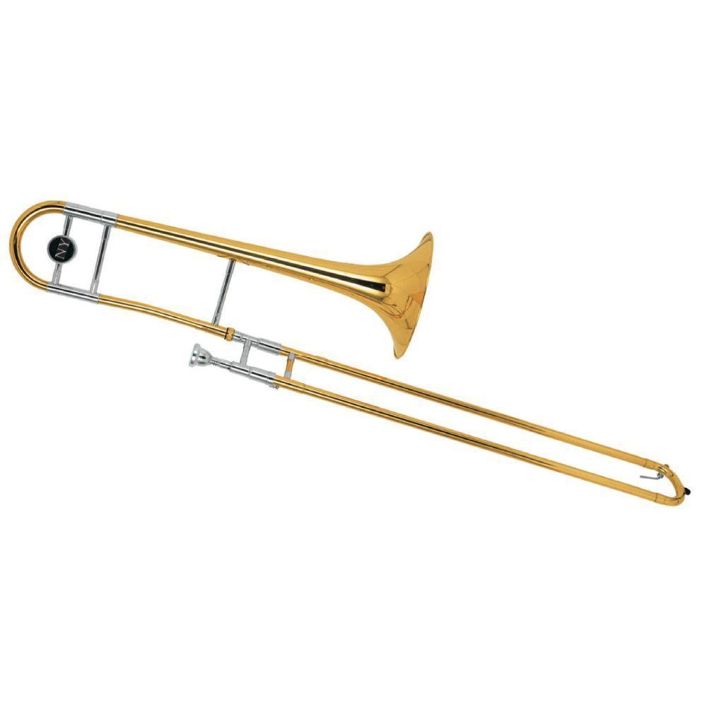 Trombone De Vara Tb 200v Laqueado Dourado Com Case New York - 1