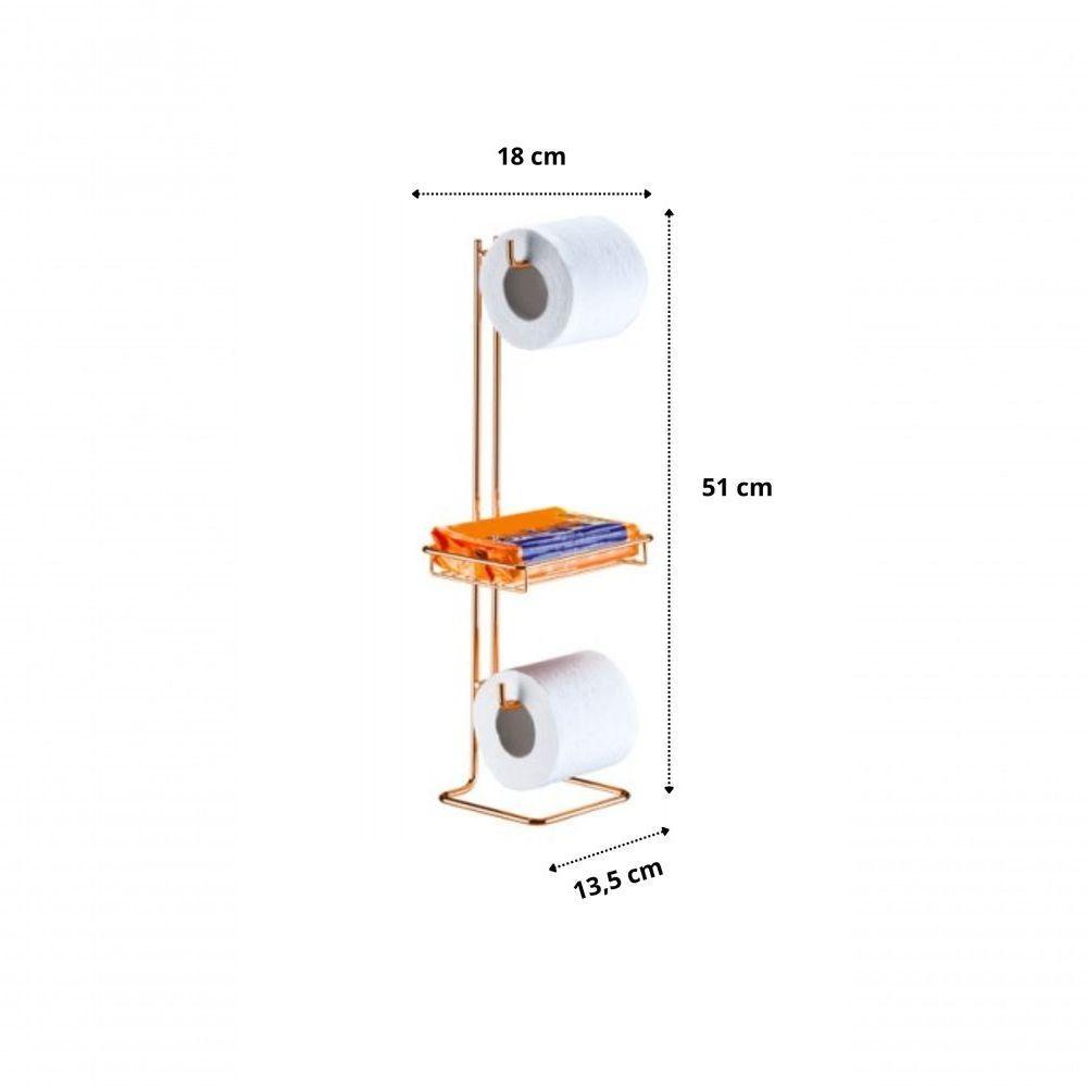 Suporte Papel Higiênico Chão Porta Objeto Rosé Gold Future 1182rg - 2