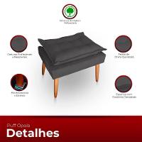 Kit 02 Puff Para Sala E Quarto Madeira Decorativo Opala Suede Cor Cinza - 2