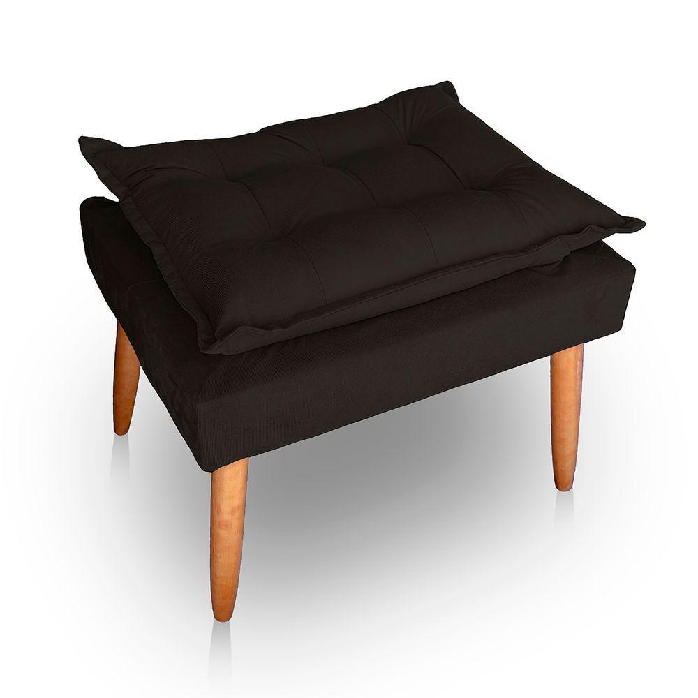 Kit 02 Puff Para Sala E Quarto Madeira Decorativo Opala Suede Cor Marrom - 3