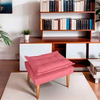 Kit 02 Puff Para Sala E Quarto Madeira Decorativo Opala Suede Cor Rosa - 3