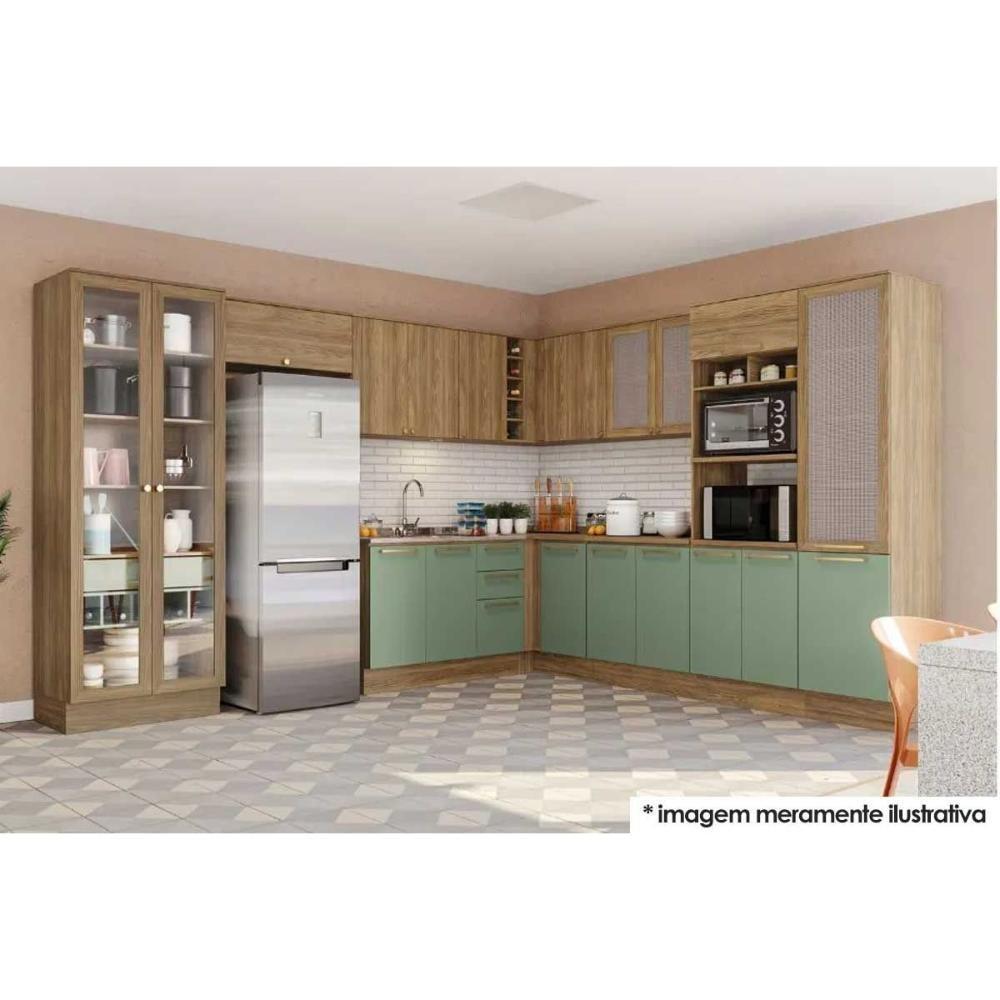 Balcão De Cozinha Modulado Botanic M624 C-3 Gavetas E 2 Portas C-tampo 120cm Nogueira-oliva-preto Brilho - Kappesberg - 5