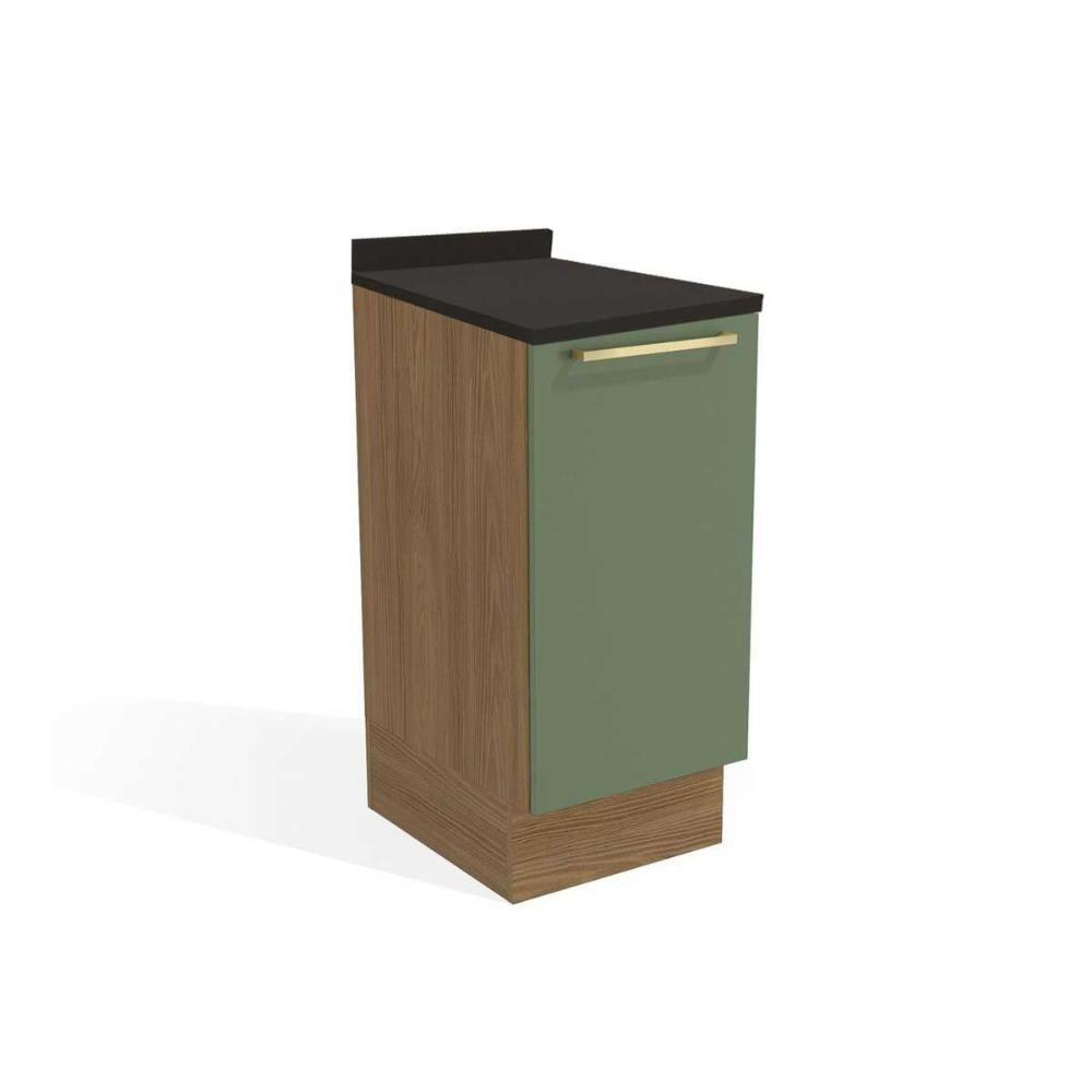 Balcão de Cozinha Modulado Botanic M621 1 Porta c/Tampo 40cm Nogueira/Oliva/Preto - Kappesberg - 1