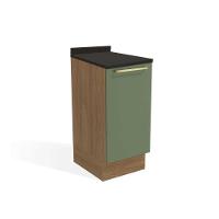 Gabinete de Cozinha Modulado Balcão Botanic M621 1 Porta c/Tampo 40cm Nogueira/Oliva/Preto - Kappesberg - 1