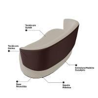 Poltrona Namoradeira Aisha 02 Lugares Orgânica Composê Sintético Marrom Suede Bege - Desk Design - 7