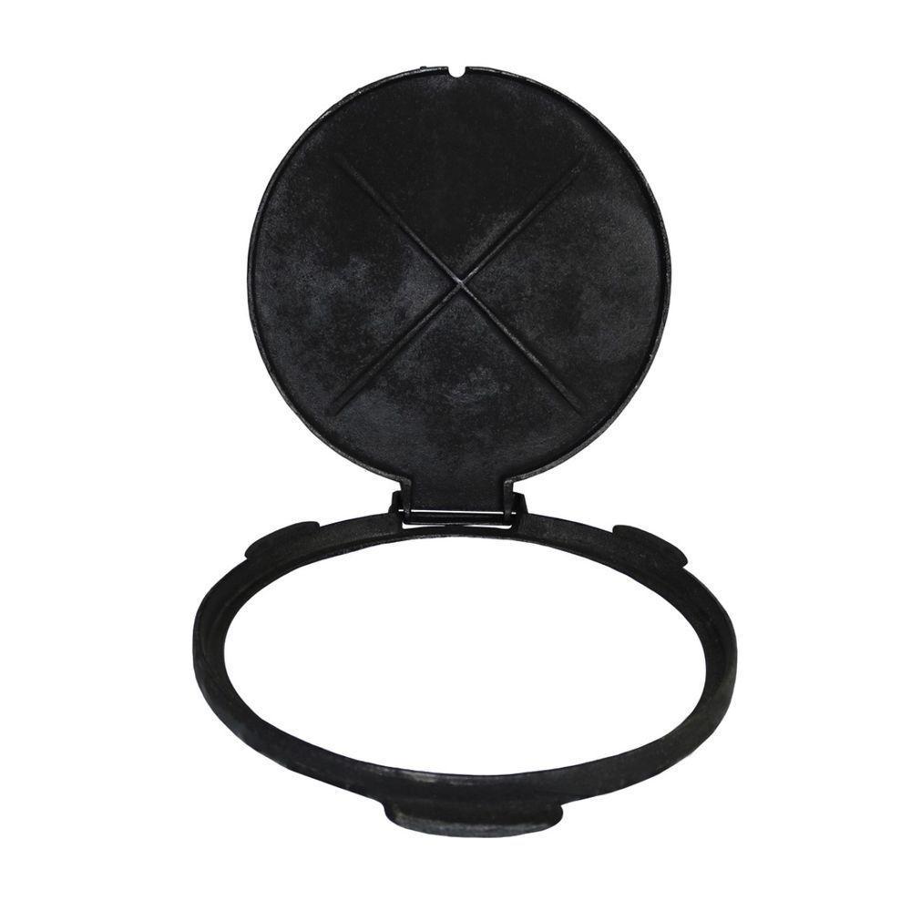 Tampa Tampão De Chão Passagem Articulado Ferro Fundido 32cm - 3