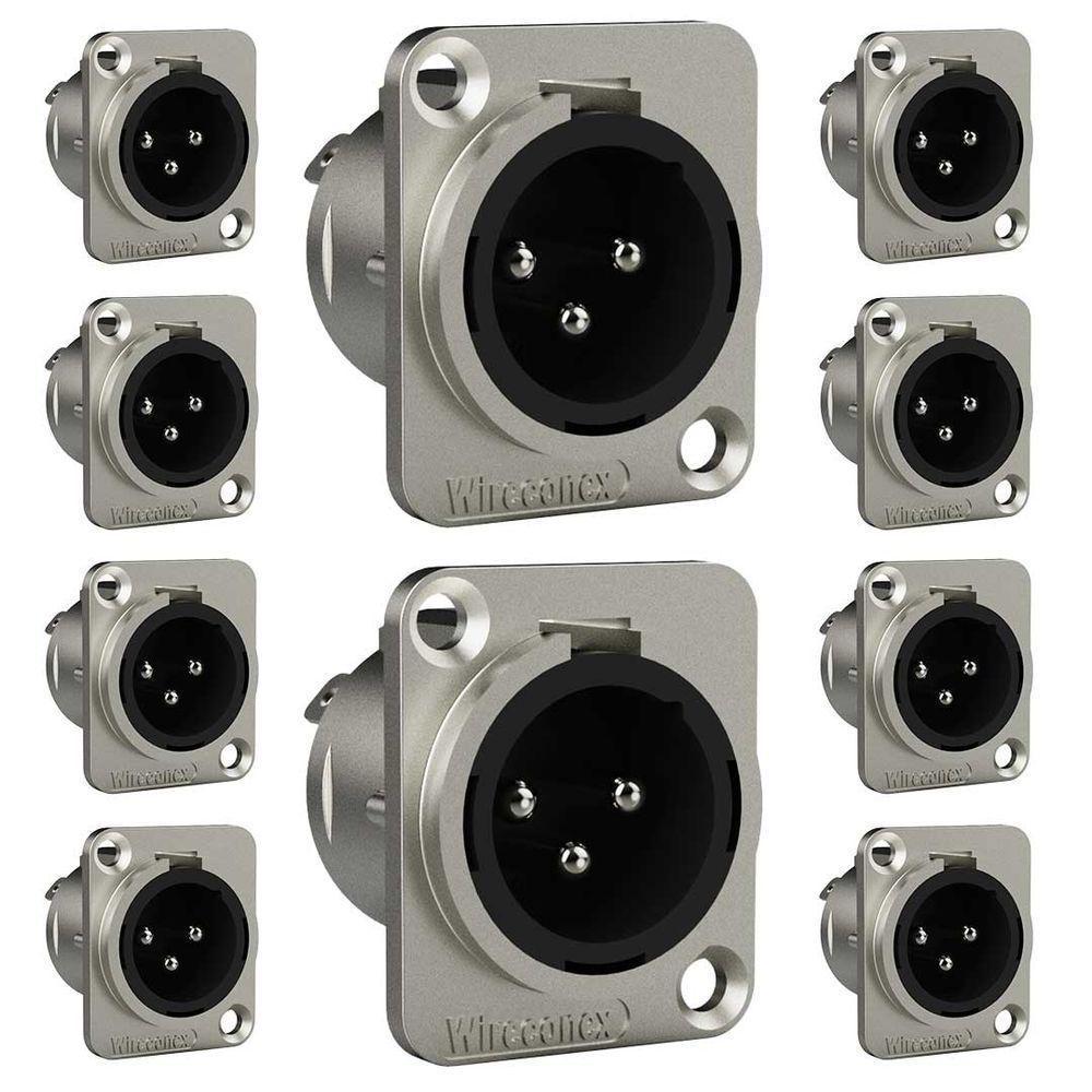 Conector Xlr Macho Wc 1033 Mp Bk Ni 3p Painel Wireconex 10 Unidades - 1