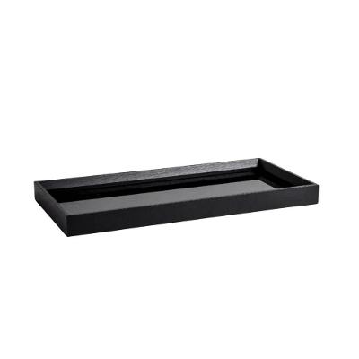 Bandeja Retangular Em Mdf Com Vidro Preta 38x18cm Mart