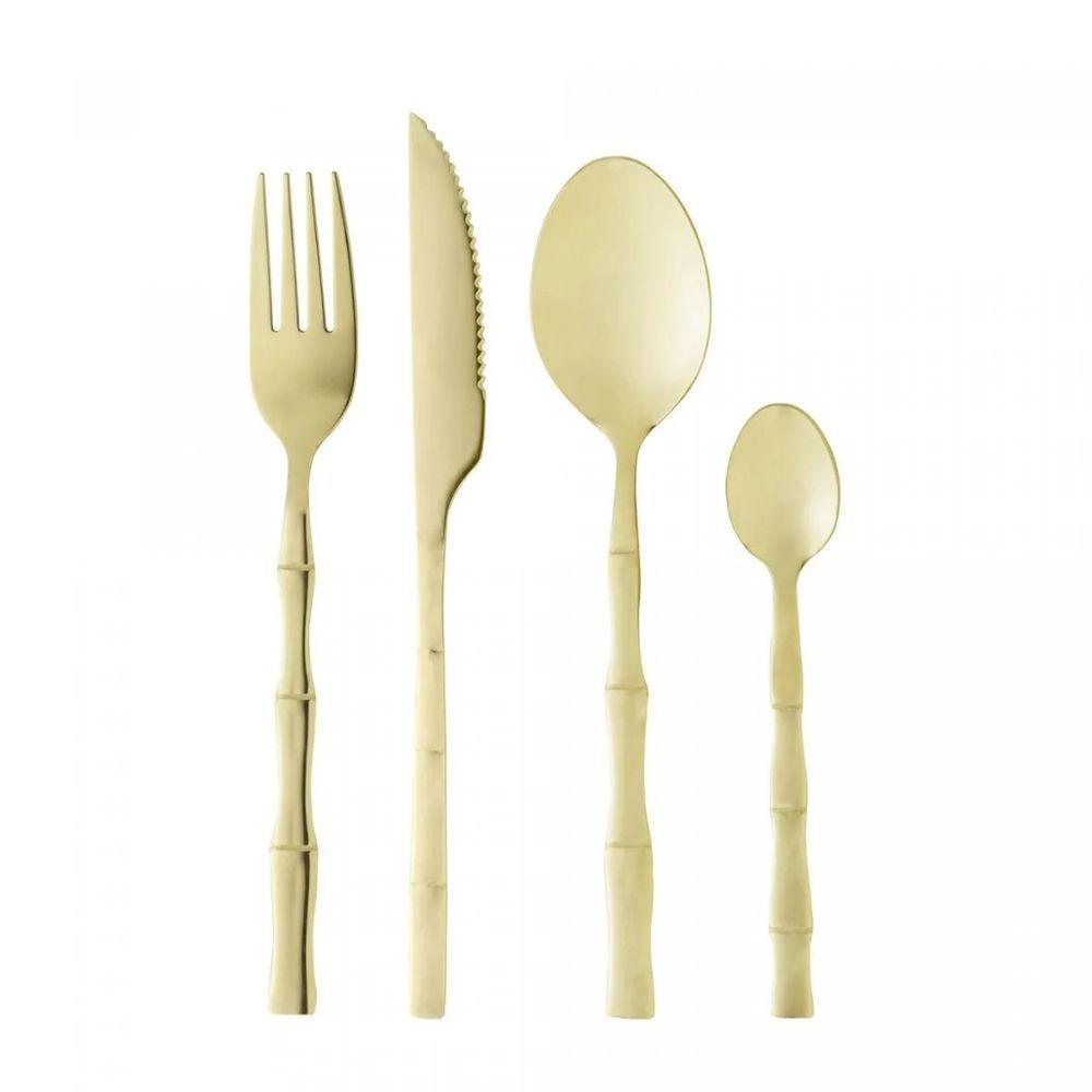 Faqueiro Em Inox Bambu Elegant Com 16 Peças Lyor Champanhe - 1