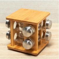 Jogo De Porta Condimentos Com Suporte Giratório Em Bambu Com 8 Potes 90ml Mimo Style - 2