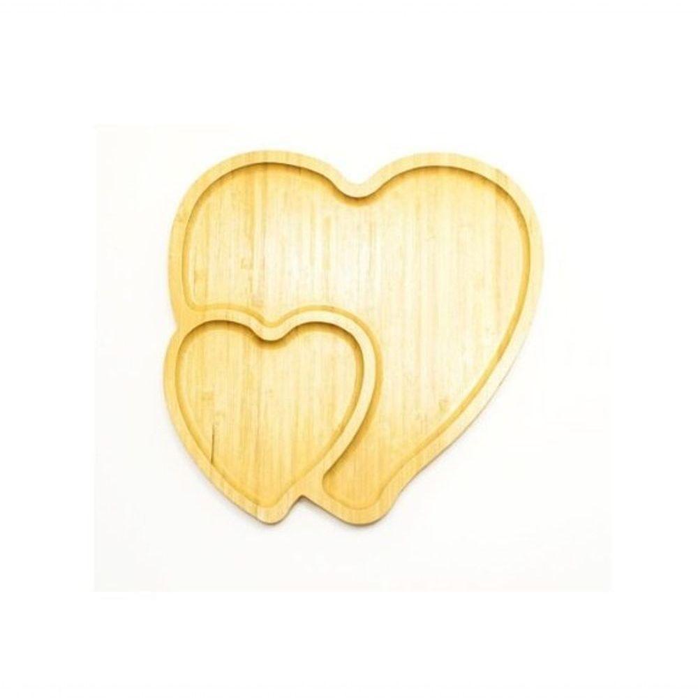 Petisqueira Em Bambu Coração Com 2 Divisórias Cx095 - Casita - 1