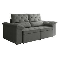 Sofá Retrátil 2 Lugares Inglaterra Suede Cinza - 2