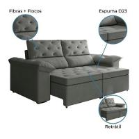Sofá Retrátil 2 Lugares Inglaterra Suede Cinza - 3