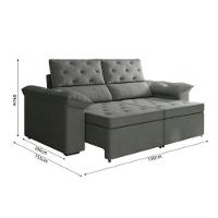 Sofá Retrátil 2 Lugares Inglaterra Suede Cinza - 5