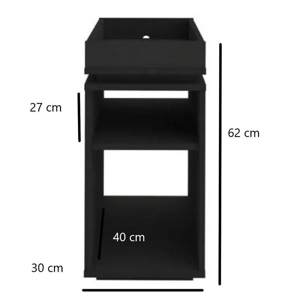 Mesa De Cabeceira Lateral Preto Em Mdf - 2