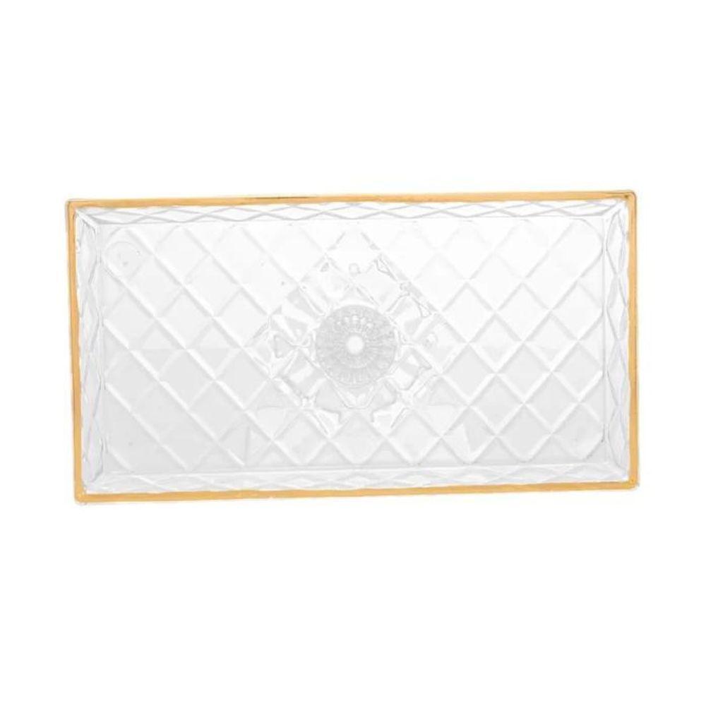 Travessa Com Pé Em Vidro Diamond 34x18cm Lyor - 3