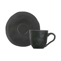 Xícara Para Café Com Pires Em Cerâmica Preto Matte 100ml Porto Brasil - 1