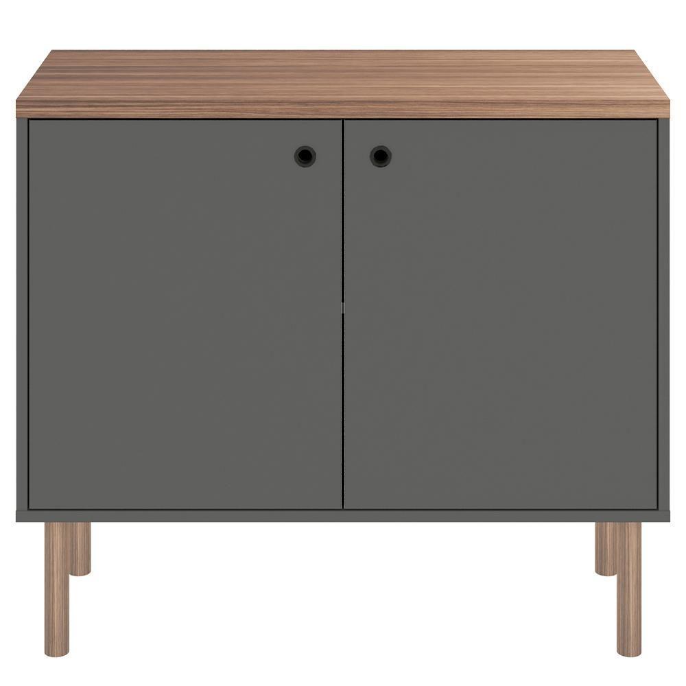 Armário Baixo 2 Porta Multi Cinza Com Pés Cilindrico Caemmun - 3