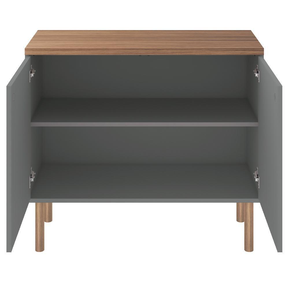 Armário Baixo 2 Porta Multi Cinza Com Pés Cilindrico Caemmun - 4