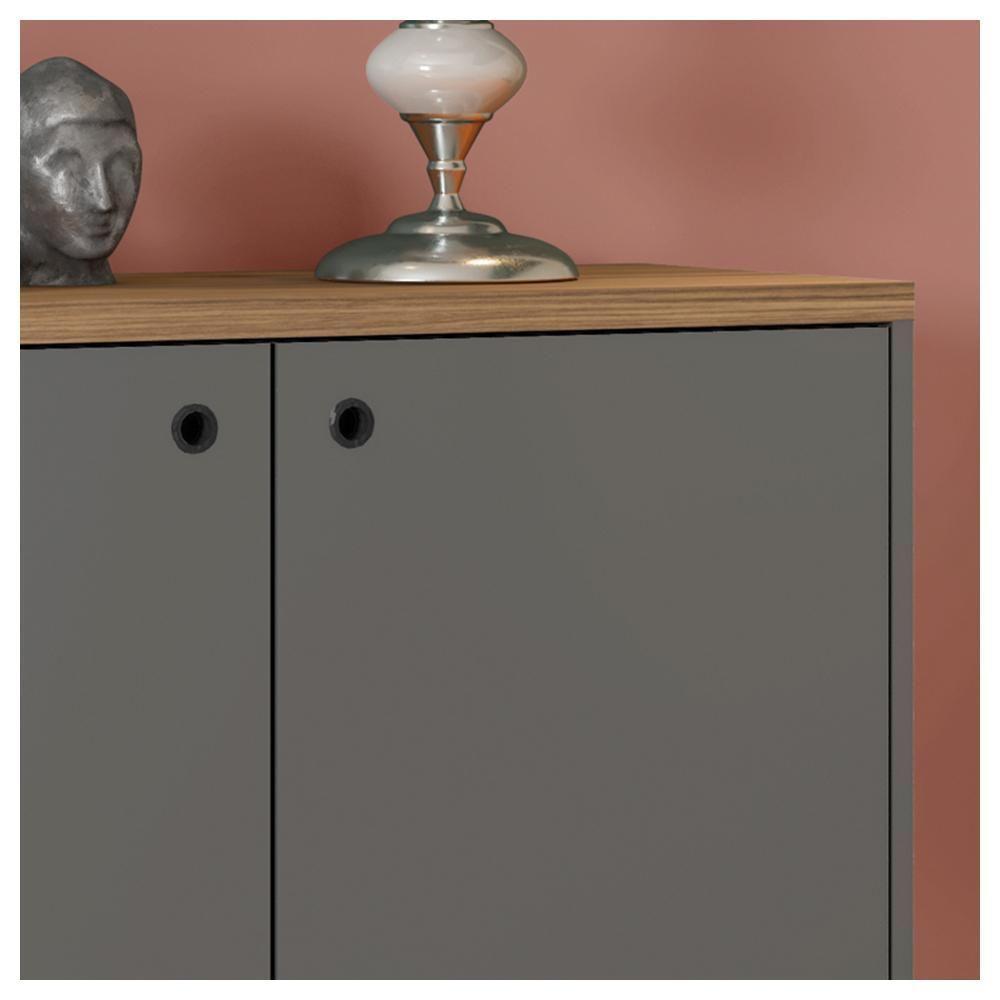 Armário Baixo 2 Porta Multi Cinza Com Pés Cilindrico Caemmun - 5