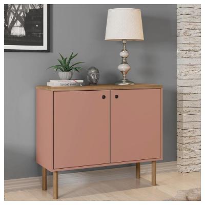 Armário Baixo 2 Portas Multi Rosa Com Pés Cilindrico Caemmun