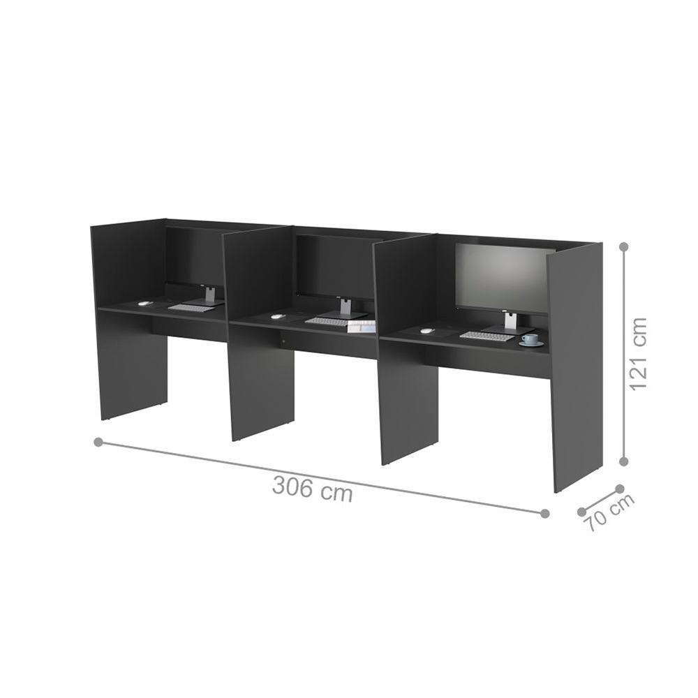 Mesa Call Center 3 Lugares Estação De Trabalho Escritório - 2