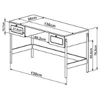 Escrivaninha 2 Gavetas Palhinha 27931 Linha Oslo Nero Artesano Nero - 6