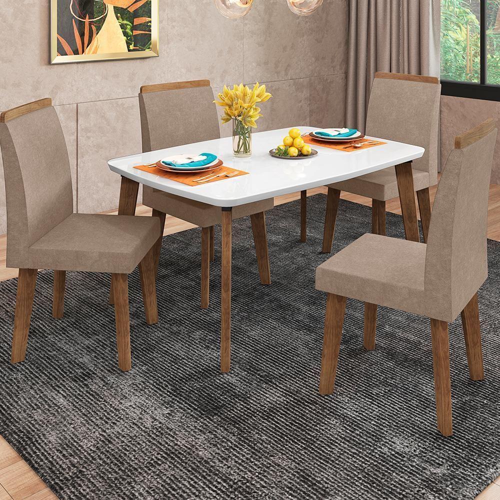 Mesa De Jantar 4 Lugares Nancy 1,20 X 0,90 Oblongo Off White - 1