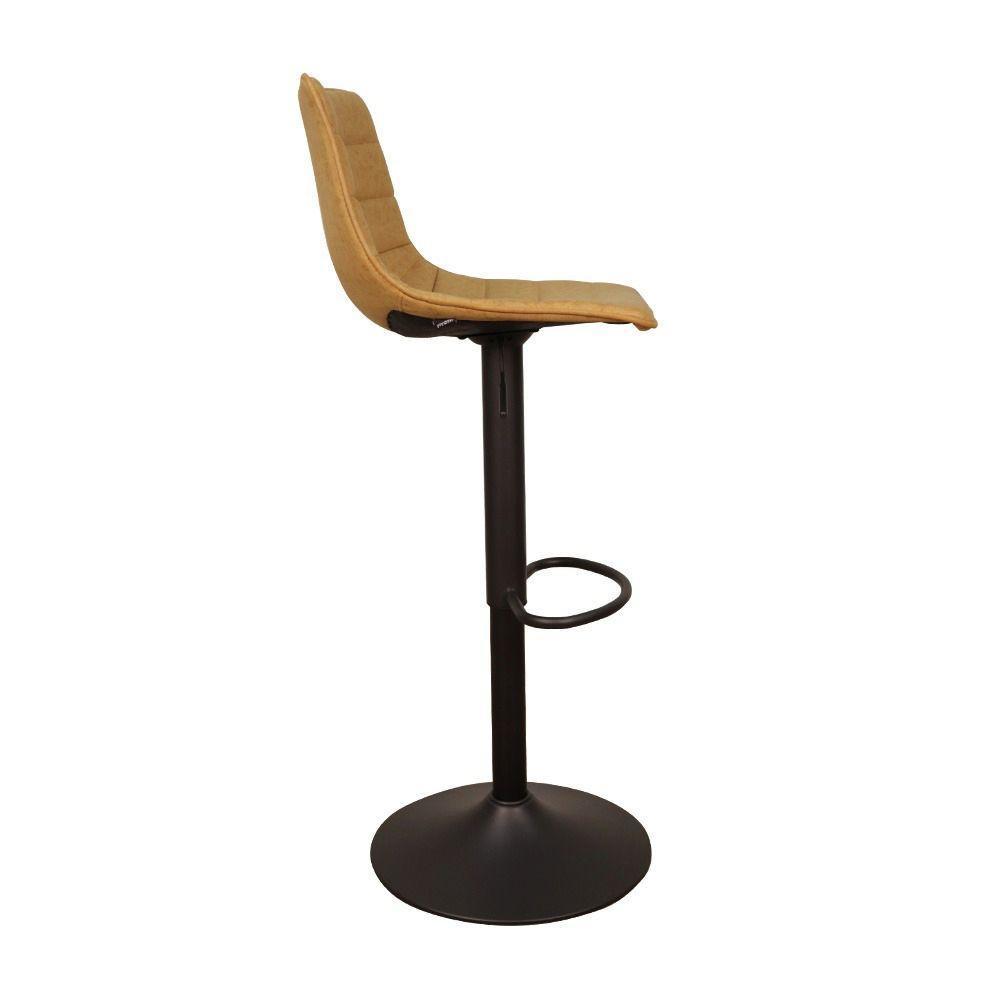 Kit 2 Banquetas Decorativas Travis Pu Com Regulagem De Altura Base Disco C/apoio Para Os Pés Caramelo/preto G56 - Gran Belo - 4
