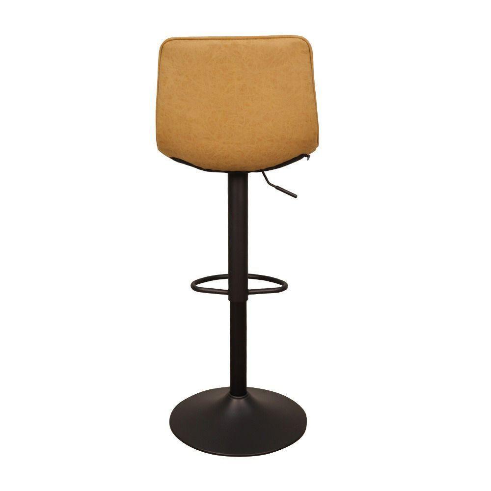 Banqueta Travis Pu Com Regulagem Base Disco C/apoio Para Os Pés Caramelo/preto G56 - Gran Belo - 5