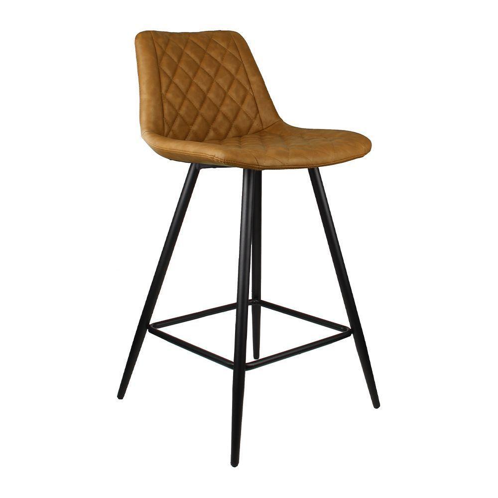 Kit 2 Banquetas Decorativas Magé Pu Matelassê C/apoio Para Os Pés Base Em Aço Marrom G56 - Gran Belo - 7