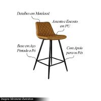 Kit 2 Banquetas Decorativas Magé Pu Matelassê C/apoio Para Os Pés Base Em Aço Marrom G56 - Gran Belo - 5