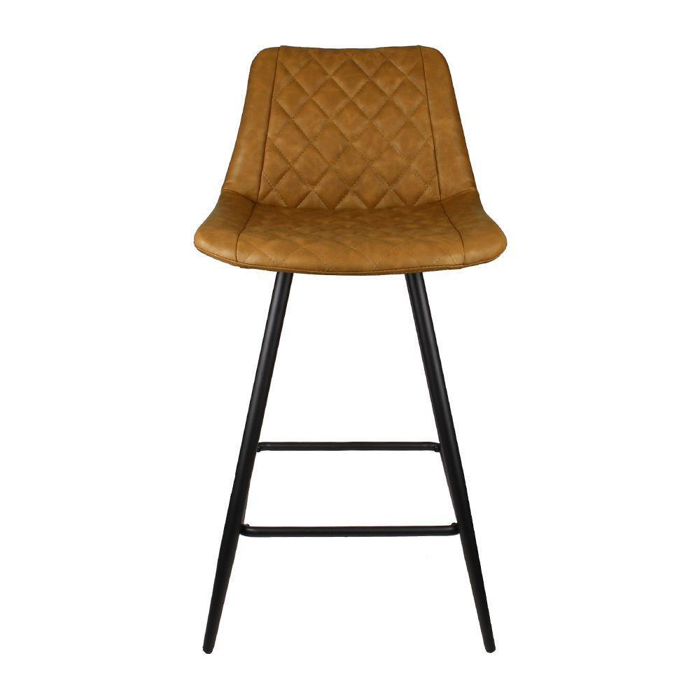 Kit 5 Banquetas Decorativas Magé Pu Matelassê C/apoio Para Os Pés Base Em Aço Marrom G56 - Gran Belo - 4