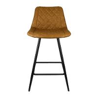 Kit 5 Banquetas Decorativas Magé Pu Matelassê C/apoio Para Os Pés Base Em Aço Marrom G56 - Gran Belo