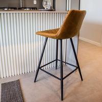 Kit 3 Banquetas Decorativas Magé Pu Matelassê C/apoio Para Os Pés Base Em Aço Marrom G56 - Gran Belo - 5