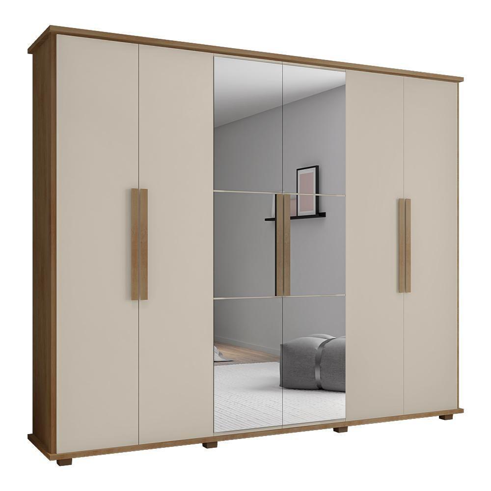Guarda Roupa Com Espelho 6 Portas Bolzano Cinamomo Off White - 1