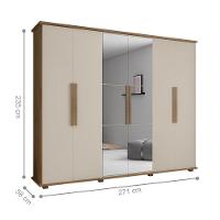 Guarda Roupa Com Espelho 6 Portas Bolzano Cinamomo Off White - 2