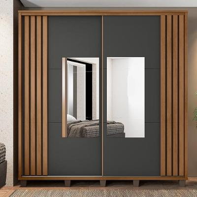 Guarda Roupa Casal Treviso 2 Portas 4 Gavetas Cinamomo Grafite MDP MDF RV Móveis