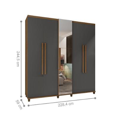 Guarda Roupa Casal Amsterdam 5 Portas 3 Gavetas Cinamomo Off White MDP MDF RV Móveis