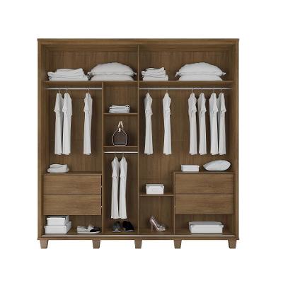 Guarda Roupa Casal Treviso 2 Portas de Correr 4 Gavetas Cinamomo Grafite RV Móveis