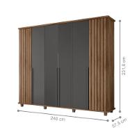 Guarda Roupa Com 6 Portas Varese Cinamomo Grafite - 3