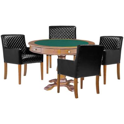 Mesa de Jogos Victoria Redonda Tampo Reversível 4 Cadeiras